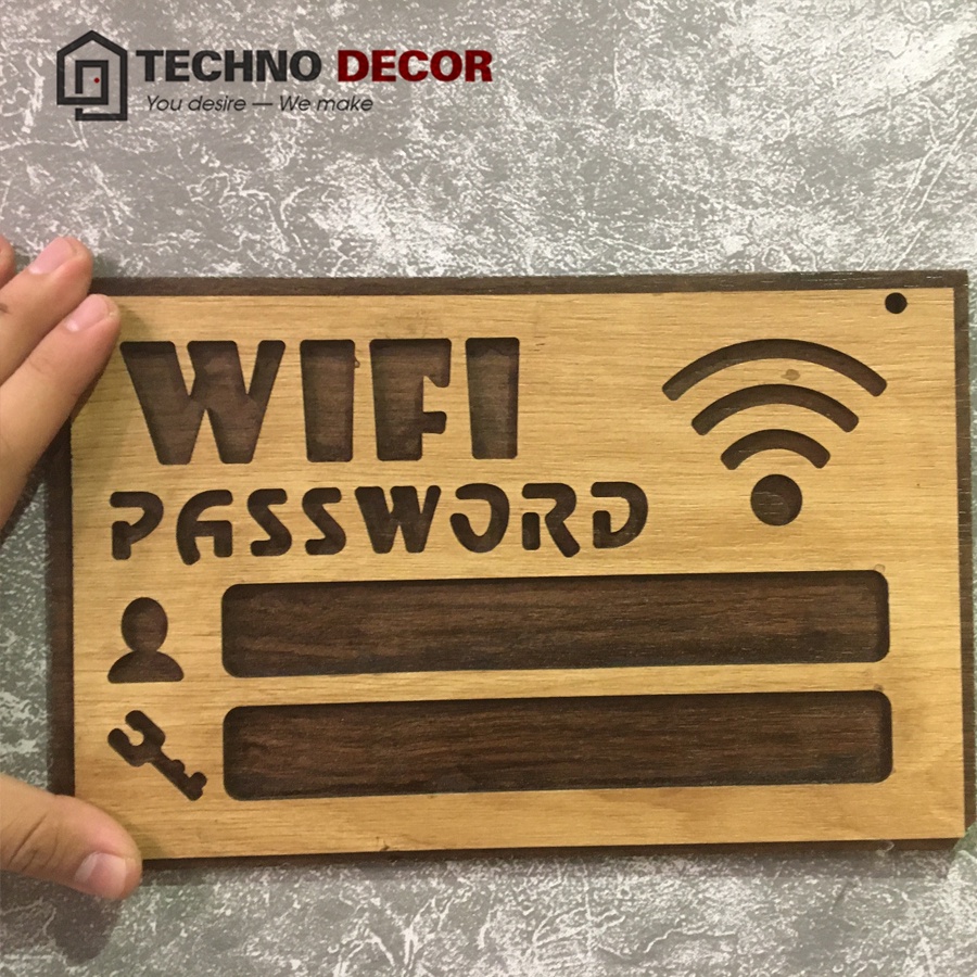 Bảng Gỗ Chỉ Dẫn Wifi Treo Tường Chống Mối Mọt TechnoDecor BG0010 Dán Lên Tường Cửa Nhà Hàng Văn Phòng Cửa Hàng
