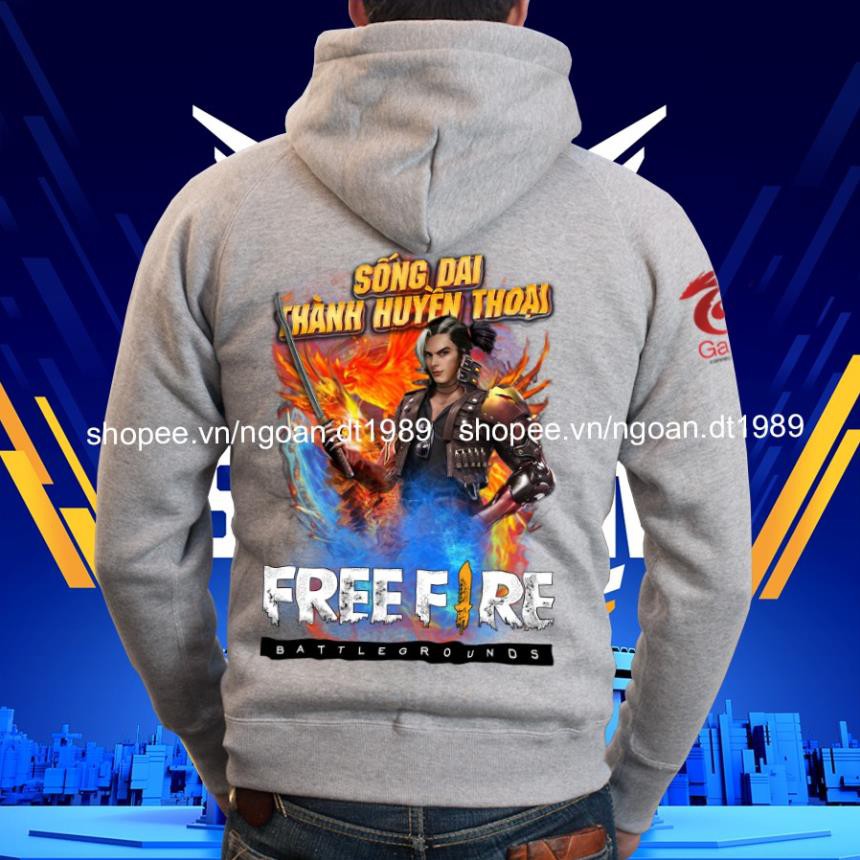 Áo FF - Áo Khoác Free Fire Hayato Màu Ghi Xám