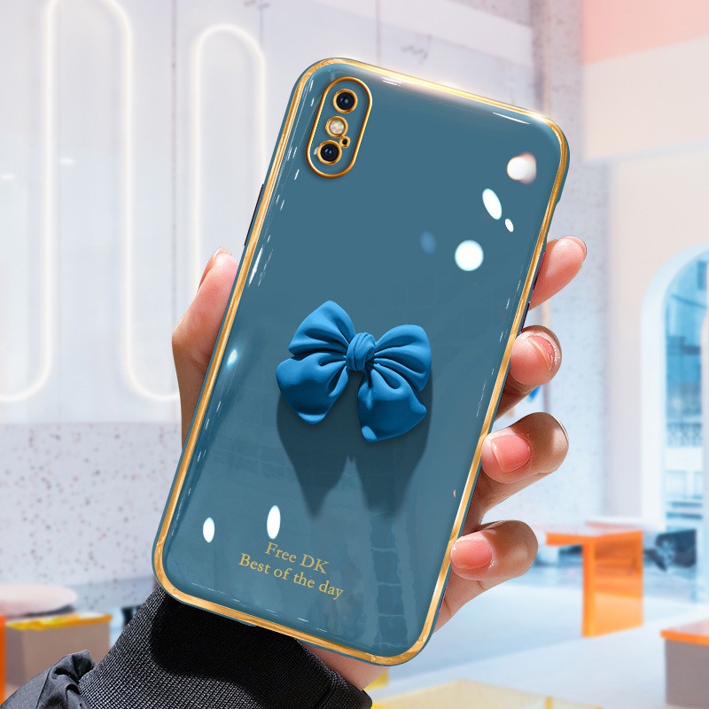Ốp Điện Thoại TPU Mềm Mạ Hình Nơ 3D Cho OPPO A57 5G A77 A96 A95 A36 A76 A74 A54 A55 A92 A52 A53 Realme 9i 8i