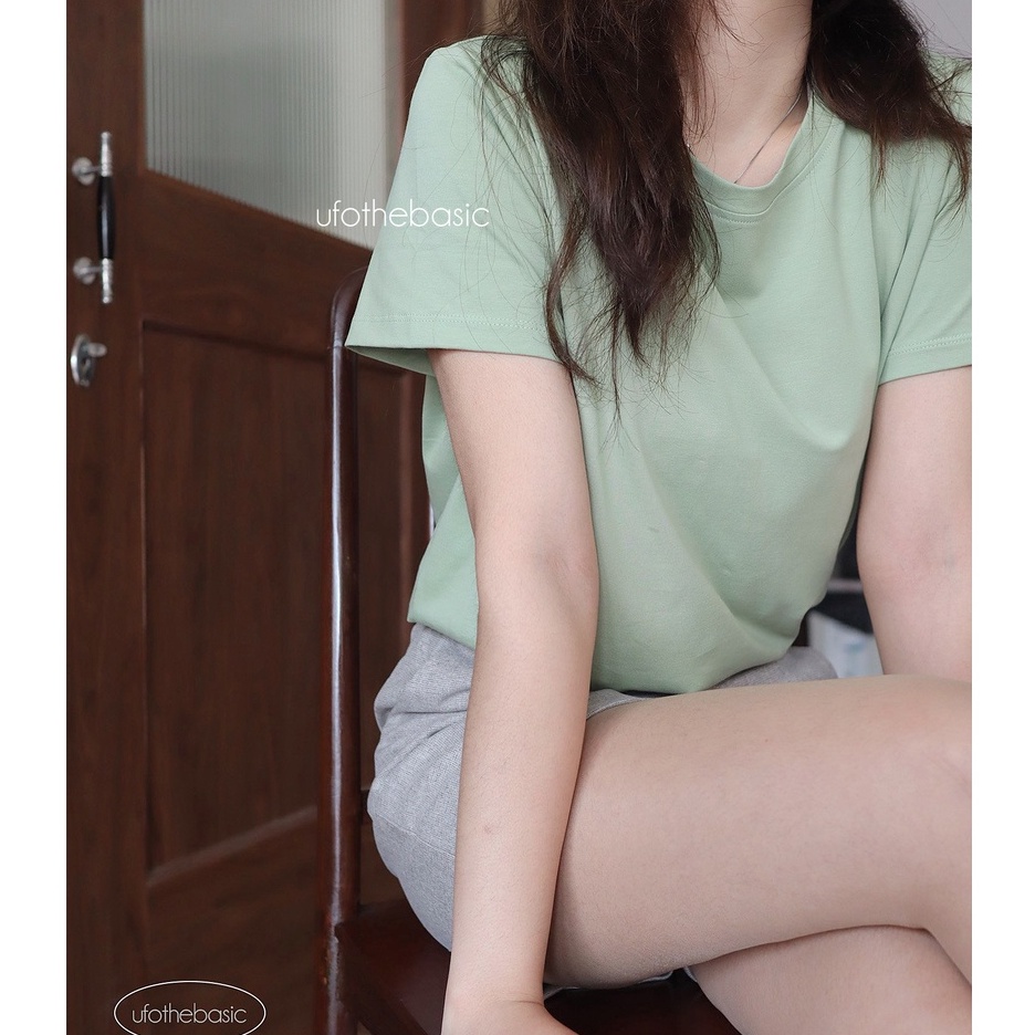 Áo phông nữ trơn Regular Baby Tee form vừa, chất premium cotton cao cấp co dãn - by ufo.thebasic
