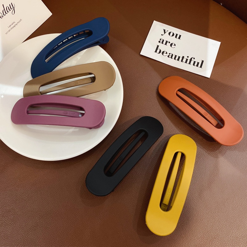 Kẹp tóc mỏ vịt màu trơn cỡ lớn thiết kế lõm hở lưng thời trang cho nữ