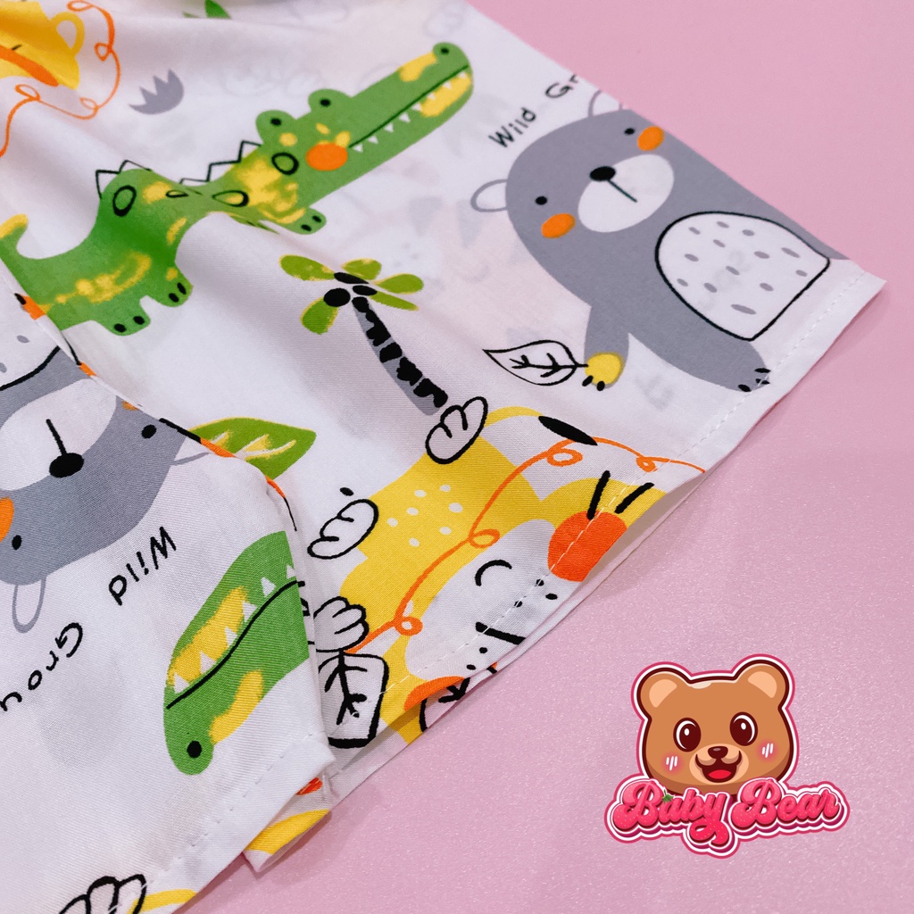 Bộ quần áo bé trai cộc tay vải tole, lanh 2 da loại 1 mềm, mịn, thoáng mát, ít co rút, hàng Việt Nam Baby Bear