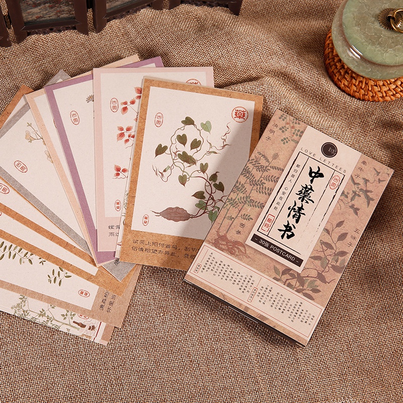 Hộp 30 tấm postcard ngôn ngữ thảo dược