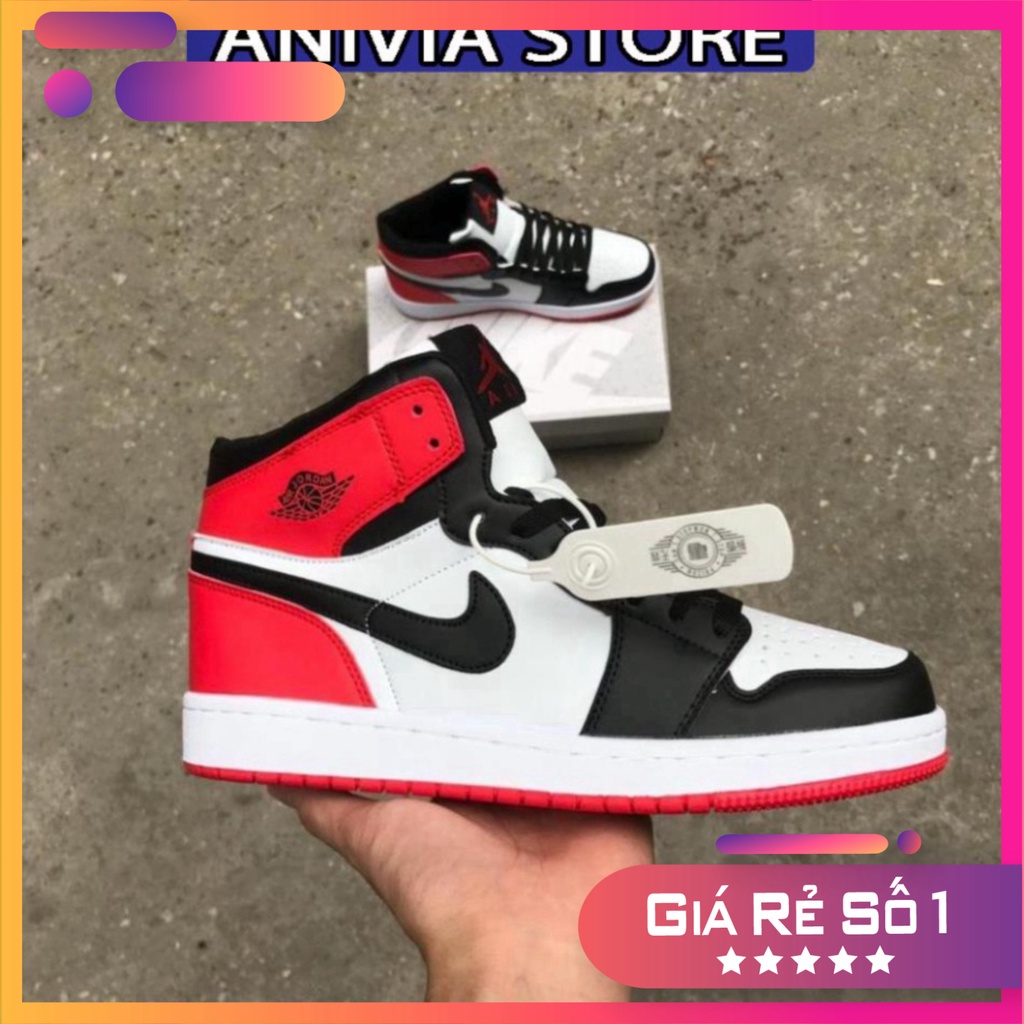 Giày Thể thao Jd 1 retro high og bred toe, Giày Force cao cổ đen đỏ hang chuẩn giày kèm Rẻ Nhất Shopeee