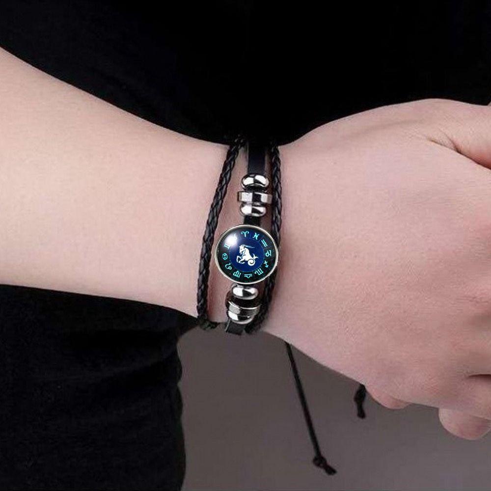 Vòng Tay Da Bò Phát Sáng Phong Cách Punk Cá Tính Cho Cặp Đôi