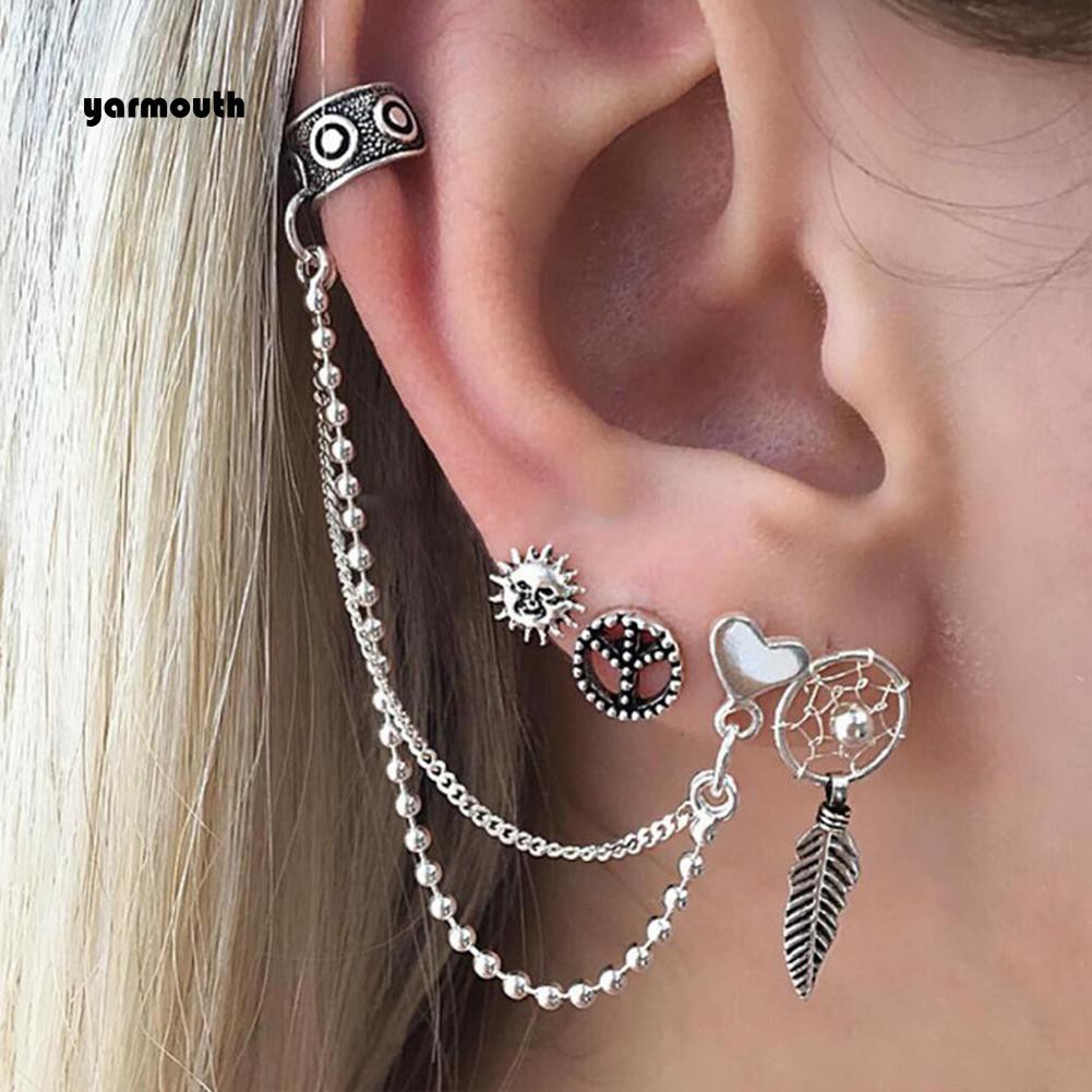 Set 4 Khuyên Vành Tai Kim Loại Thời Trang Nữ