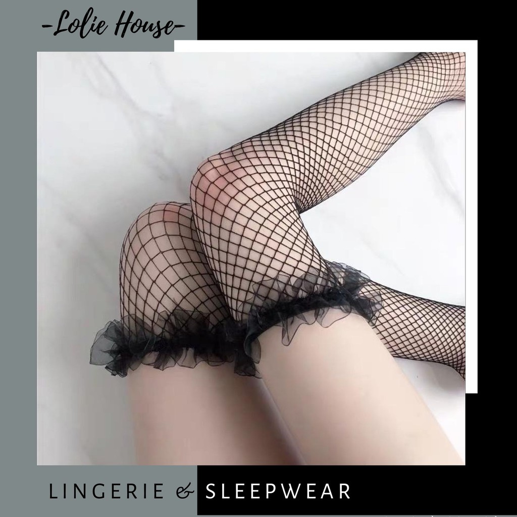Tất đùi lưới nhỏ viền voan công chúa sexy ❤️ Tất đùi lưới nhỏ viền voan phong cách Lolita - QT3