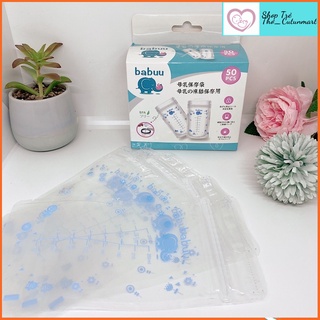 Túi trữ sữa Babuu Baby Nhật Bản hộp 50 chiếc Dung Tích Tối đa 250ml mẫu mới dày dặn