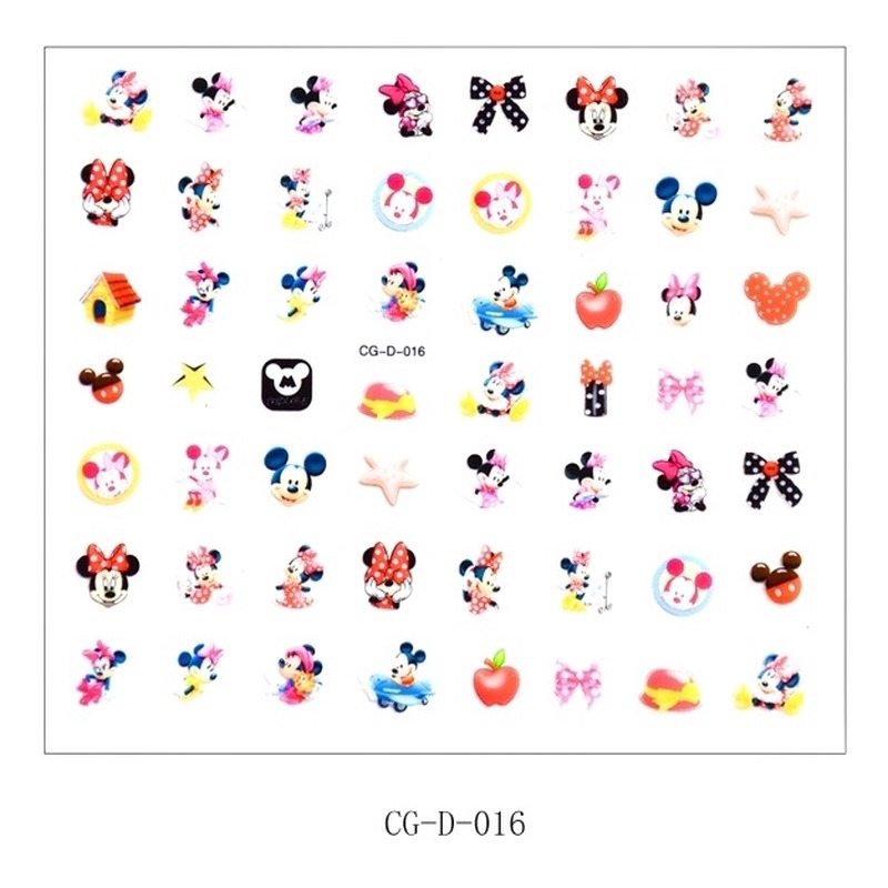 Set 56 miếng dán móng tay họa tiết hoạt hình công chúa băng giá hello kitty sofia mickey dành cho trẻ