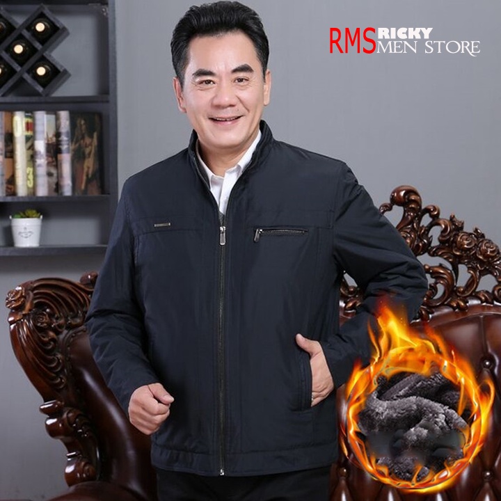 Áo Khoác Trung Niên Nam Cao Cấp Cho Bố Lót Lông Dày Dặn Kéo Khóa