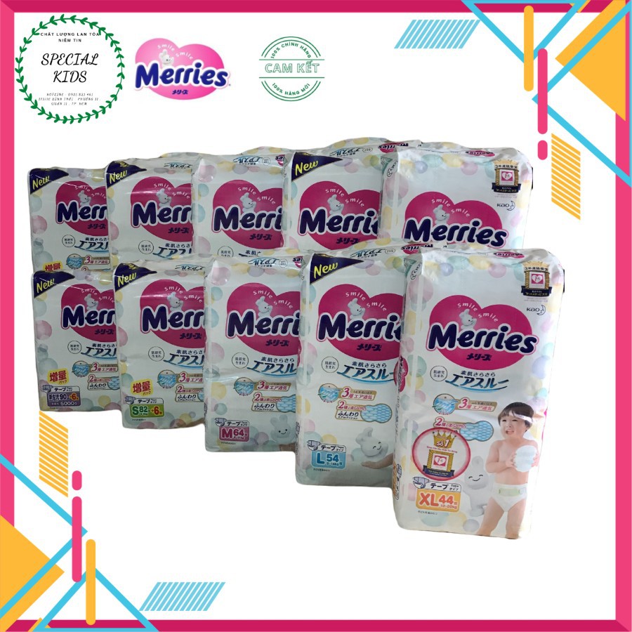 COMBO 2 GÓI TÃ DÁN Merries nội địa nhật đủ Size NB90/S82/M6/L54/XL44.