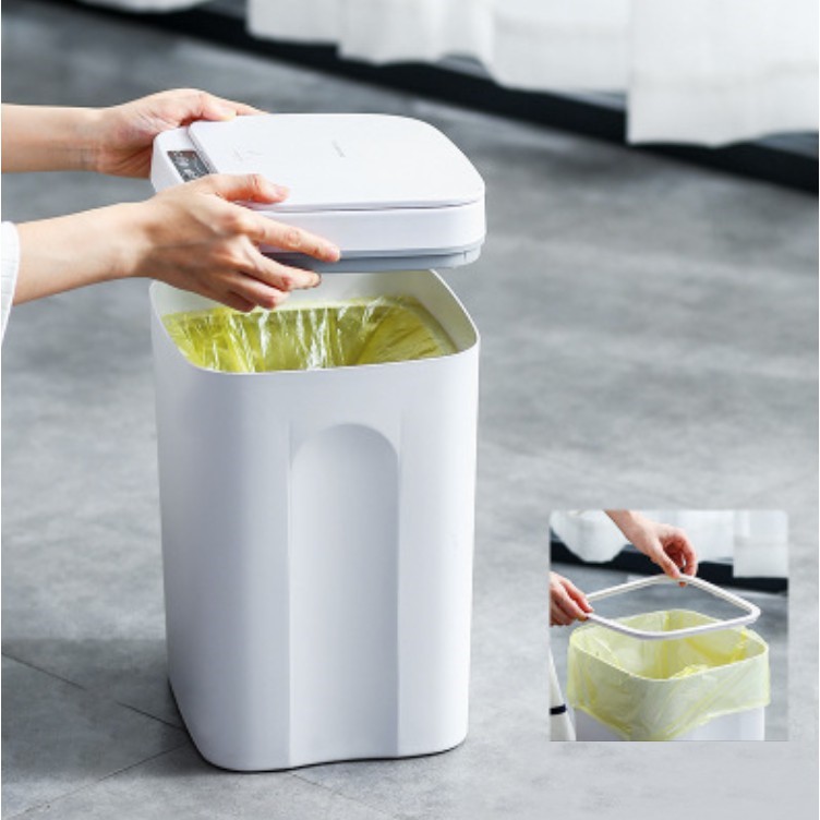 Thùng rác cảm ứng SMART BIN - Thùng rác thông minh dung tích 16L - 14L - 12L kèm pin 2XAA sạc lại được mẫu 2021