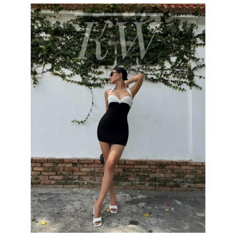 Đầm body đầm phối nơ trắng hở lưng sexy tôn dáng 68 (Giá sỉ) Lissa