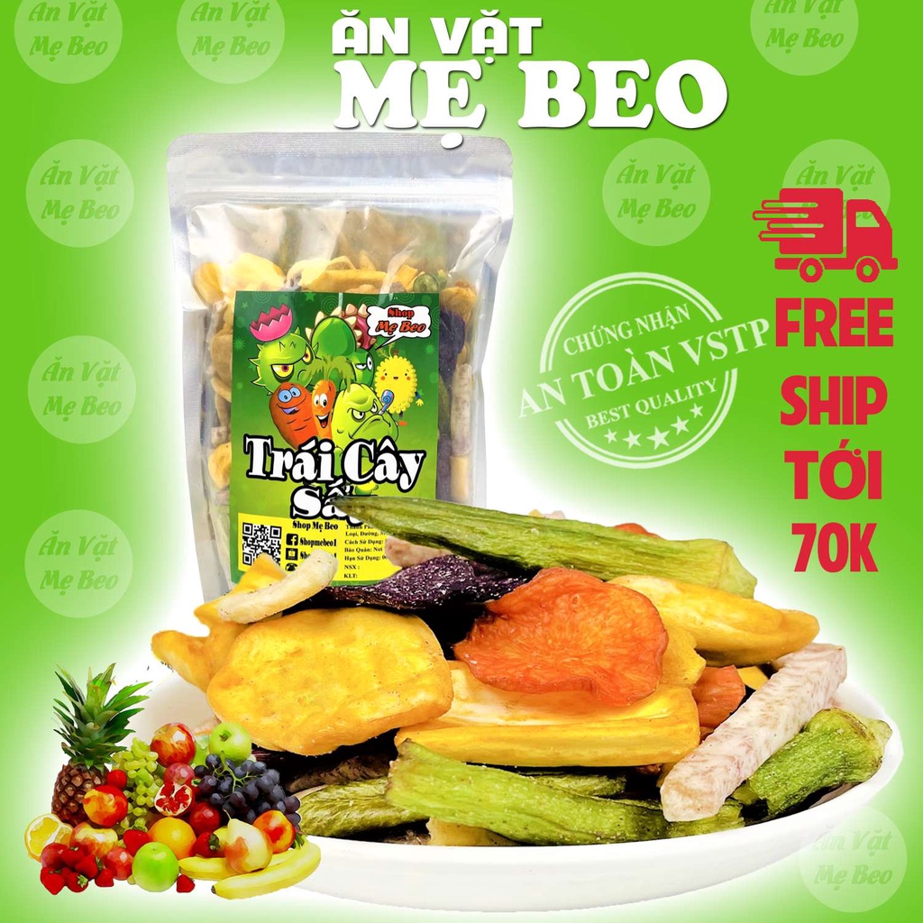 500Gr Trái Cây Sấy Giòn Thập Cẩm Nguyên Miếng Shop Mẹ Beo
