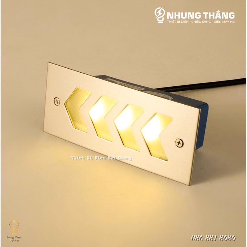 Đèn Âm Tường,Chân Cầu Thang DA-05 LED Hình Mũi Tên - Chống Nước IP65 - Mặt Nhôm Cao Cấp - Bảo Hành 1 Năm - Có Video