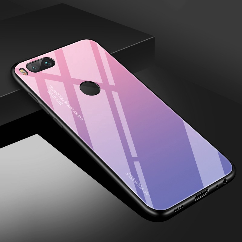 Ốp điện thoại kính cường lực màu sắc Gradient thời thượng chống sốc cho Xiaomi Mi5X Mi6X A1 A2 Lite Mi6 Mi8 Note 6 5 pro