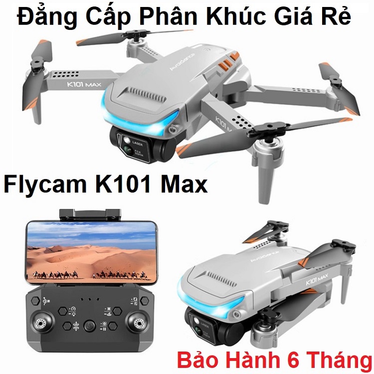 Flycam Model K101 Max, Loại Cao Cấp Nhất, Với 2 Camera, Cam Kép Full HD-1080 Có Cảm Biến Tránh Va Đập, Mini Drone Giá Rẻ
