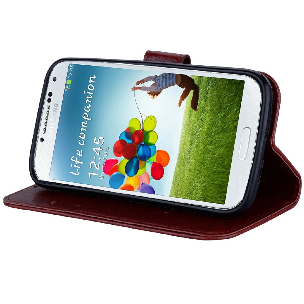 Bao da màu trơn dập nổi hoa hồng 3D độc đáo cho Samsung Galaxy S4 I9500