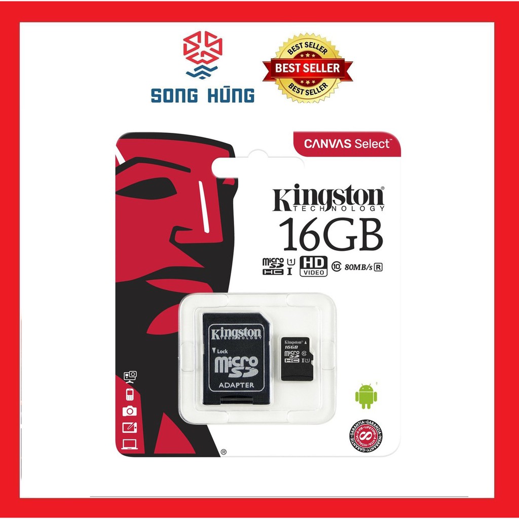 Thẻ nhớ Kingston 16GB / 32GB / 64GB / 128GB, thẻ nhớ 64gb, thẻ nhớ Class 10 chính hãng bảo hành 60 tháng