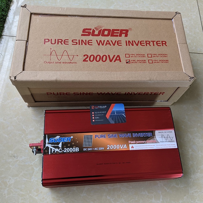 Bộ kích điện, chuyển đổi điện Sin Chuẩn 2000W 12V 24V Sang 220V SUOER GIVASOLAR GV-FPC-2000B