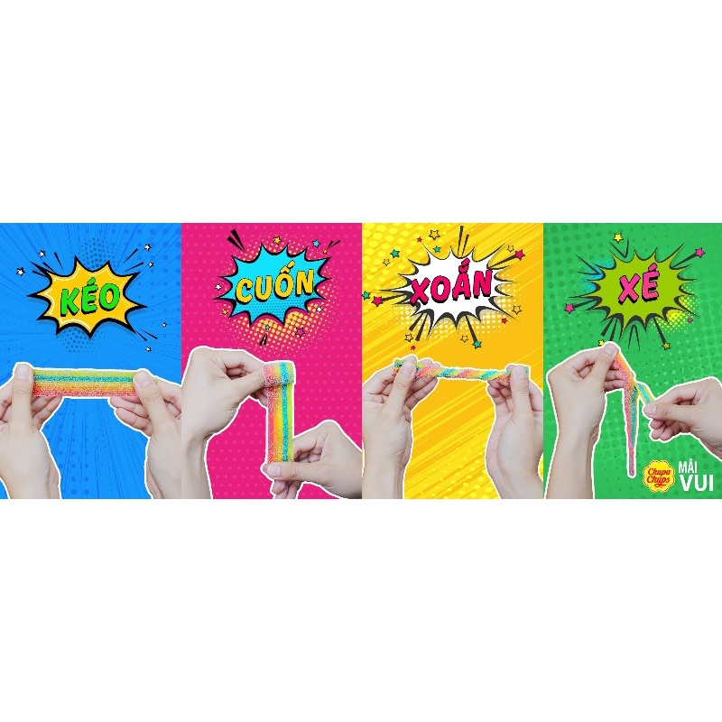 Kẹo dẻo cầu vồng Chupa Chups Sour Belt gói 8g