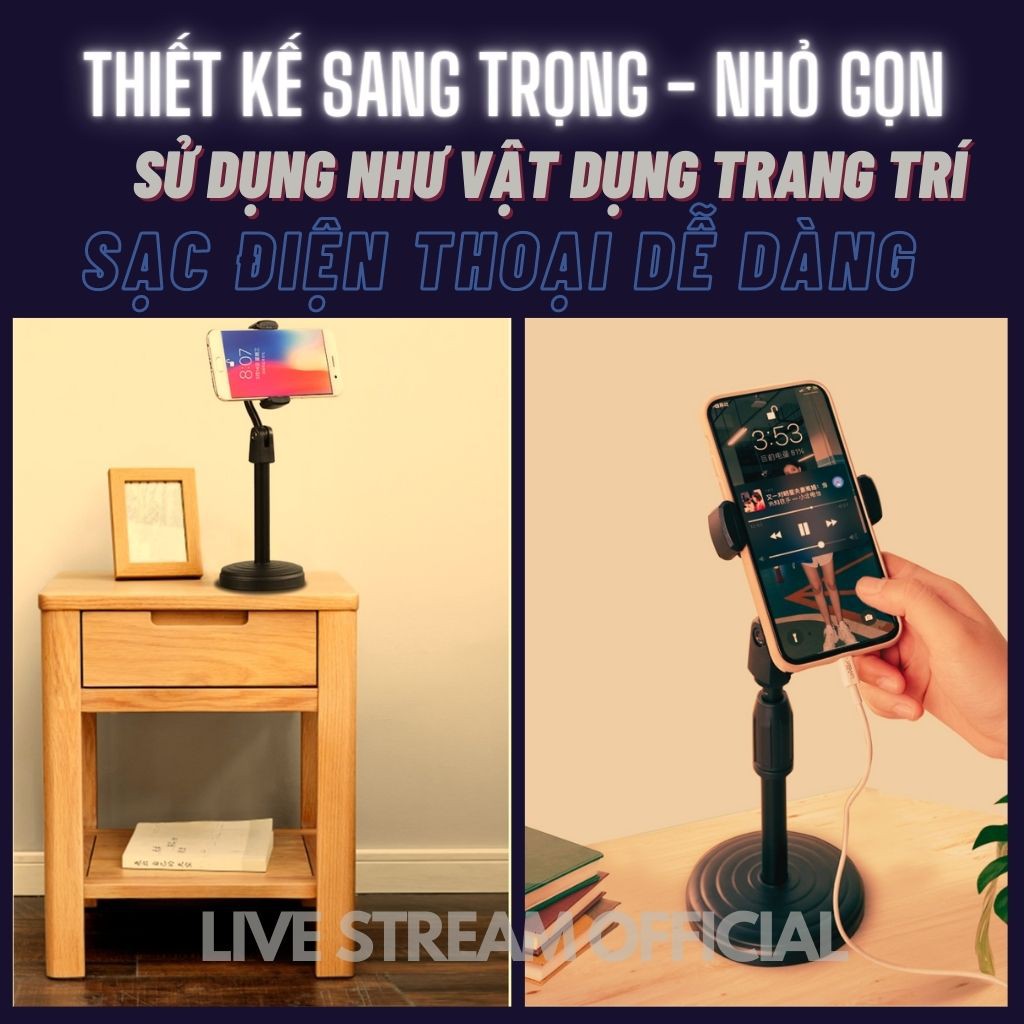 Giá đỡ điện thoại livestream để bàn xoay 360 điều chỉnh độ cao kẹp giữ chắc chắn chống rung lắc - Live Stream Official | BigBuy360 - bigbuy360.vn