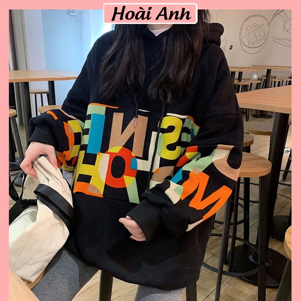 Áo Nỉ Hoodie Chữ Graffiti Nam Nữ Áo Nỉ Có Mũ Dài Tay Freesize Unisex Form Rộng Oversize Hot Trend