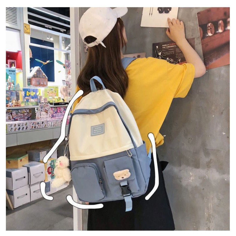 Ba lô chất dù hoa cúc pha mầu siêu đáng yêu đành cho nữ B030