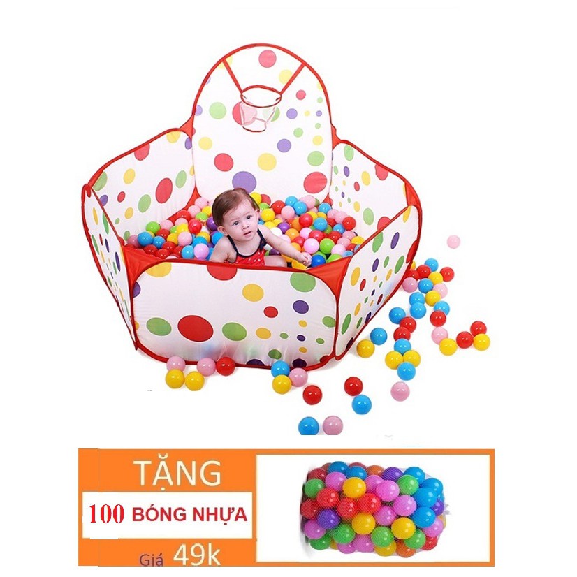 LỀU BÓNG RỔ TẶNG KÈM 100 BÓNG 5 CM