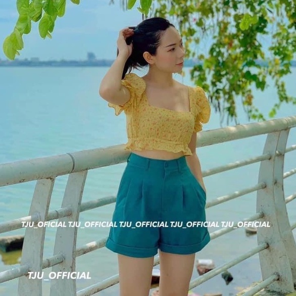 Quần short nữ gập gấu LOZADO vải tuyết mưa cực đẹp - Q575