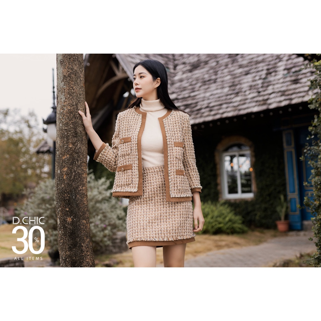 Áo khoác suông cổ tròn viền phối tay lỡ D.CHIC MS: 160533