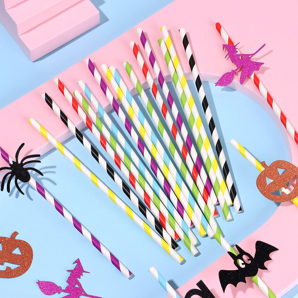 Set 10 ống hút giấy họa tiết Halloween độc đáo trang trí nhà cửa DIY