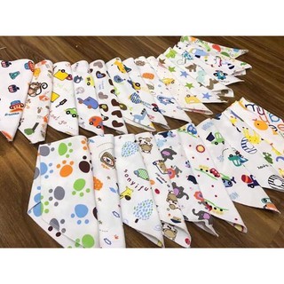 Khăn Tam Giác Cho Bé HAPPY BEAR - Khăn Yếm Tam Giác Cotton Có Cúc Bấm Xuất Nhật