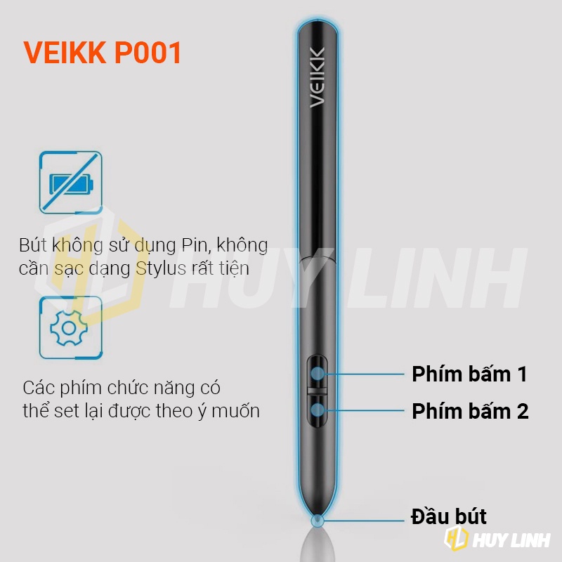 Bút cho bảng vẻ điện tử VEIKK P001 không dùng pin 8192 levels hỗ trợ cho S640 and A30