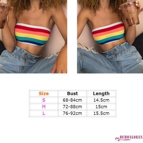 Áo ống không dây màu cầu vồng cho nữ