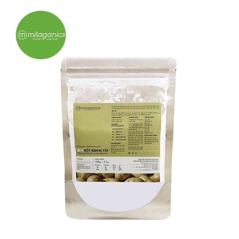 Combo siêu dưỡng da Bột trà xanh 100gr+Bột khoai tây100g+Bột than hoạt tính Milaganics 50g | BigBuy360 - bigbuy360.vn