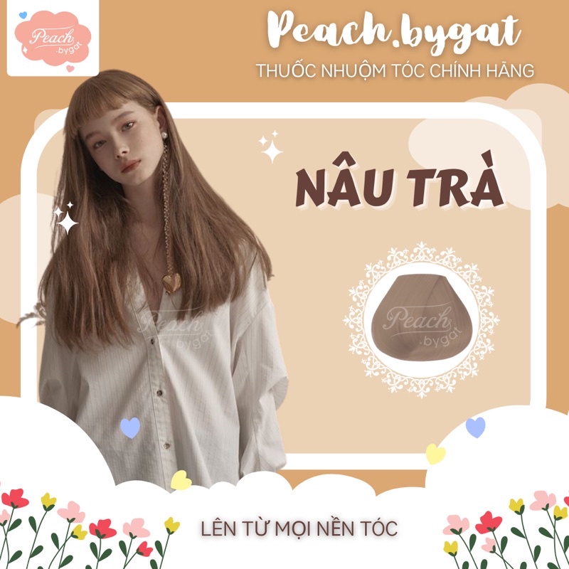 Thuốc nhuộm tóc NÂU TRÀ không cần dùng thuốc tẩy tóc của Peach.bygat