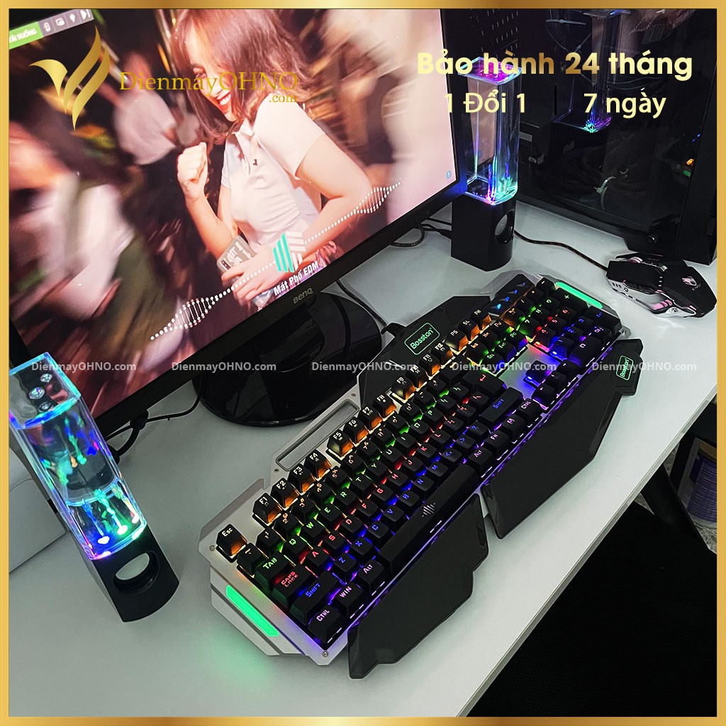 Bàn Phím Cơ Gaming Chơi Game BOSSTON MK915 LED RGB Bàn Phím Máy Tính Có Dây PC LED 105 Phím - Điện Máy OHNO