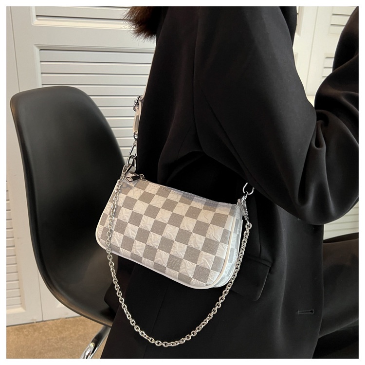 Túi đeo chéo JASMIN NOIR vải canvas phối chuỗi dây xích thời trang cho nữ