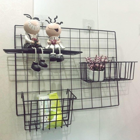 Giỏ Cài Lưới Sắt Rổ Treo Khung Sắt Trang Trí, Giá Đựng Đồ Phụ Kiện Decor Phòng Cute Sang Trọng