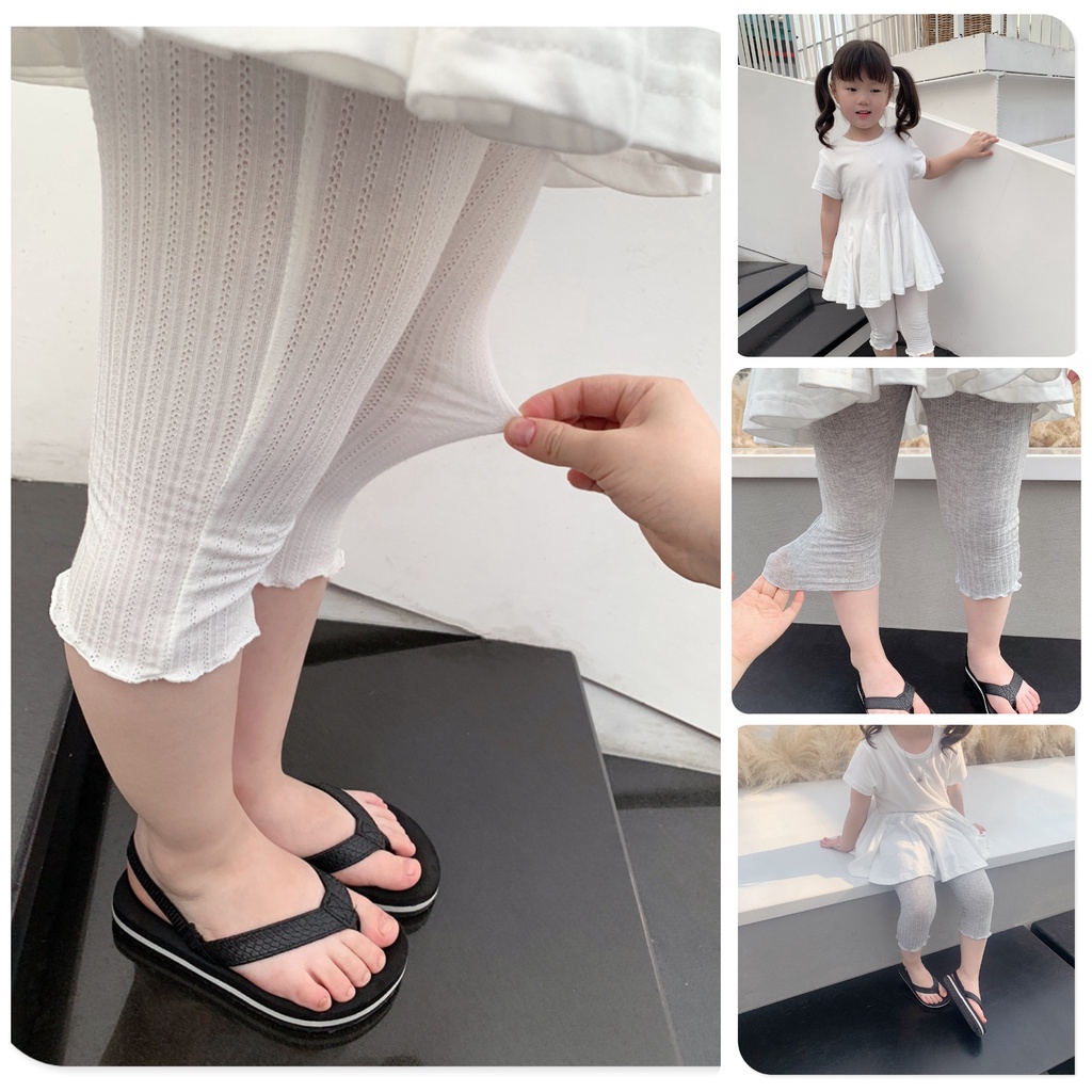 QL7 Size90-130 (9-25kg) Quần legging bé gái (trơn lửng, co giãn 100% cotton Thời trang trẻ Em hàng quảng châu