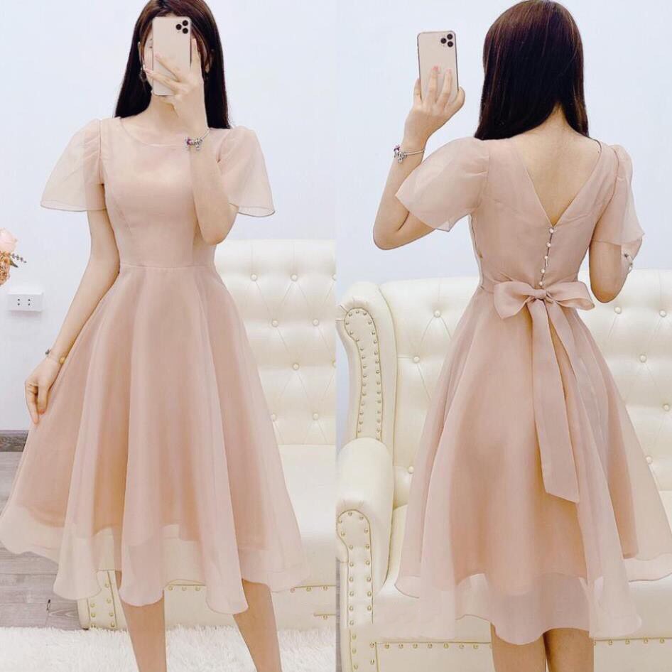 Đầm nữ dự tiệc dáng xoè tay loe ( Clip Shop quay thật sp) | BigBuy360 - bigbuy360.vn
