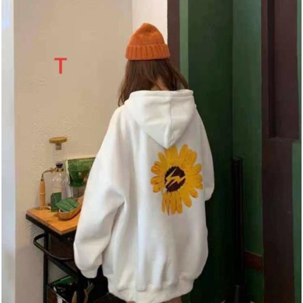 Áo Hoodie hoa cúc vàng in lưng 3753_TR