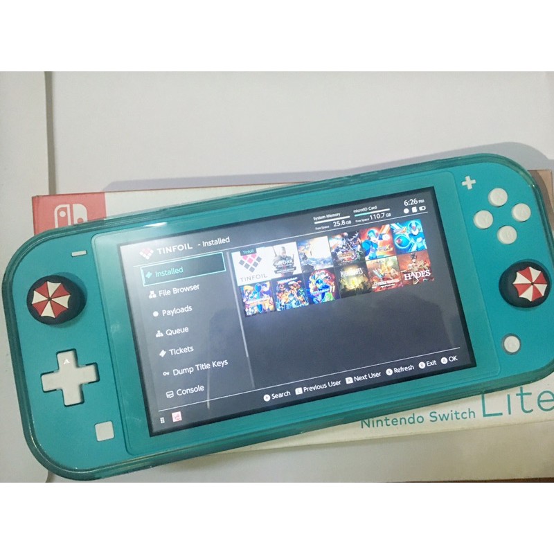 Nintendo Switch Lite Turquoise Hack 2nd - kèm thẻ nhớ 256 GB