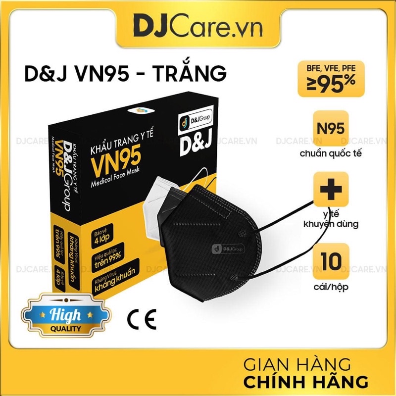 Khẩu Trang Y Tế D&amp;J VN95 Tiêu Chuẩn Quốc Tế ( Hộp 10 cái )