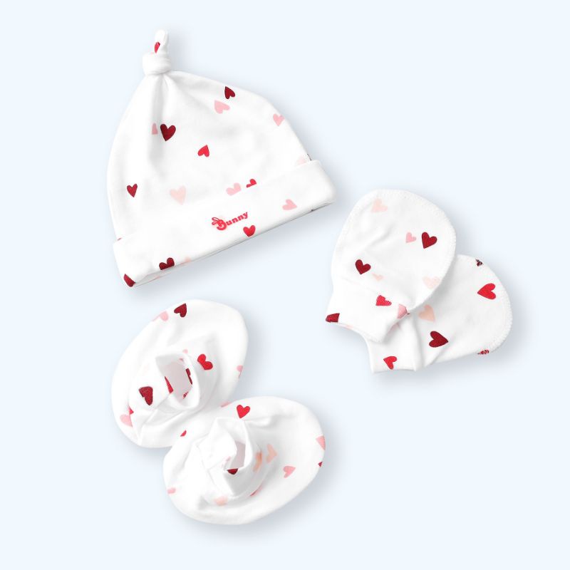 Mũ, Bao tay chân sơ sinh cotton co dãn cho bé từ 0 đến 3 tháng mềm mịn, thoáng không bí hơi Thị Nắng Store