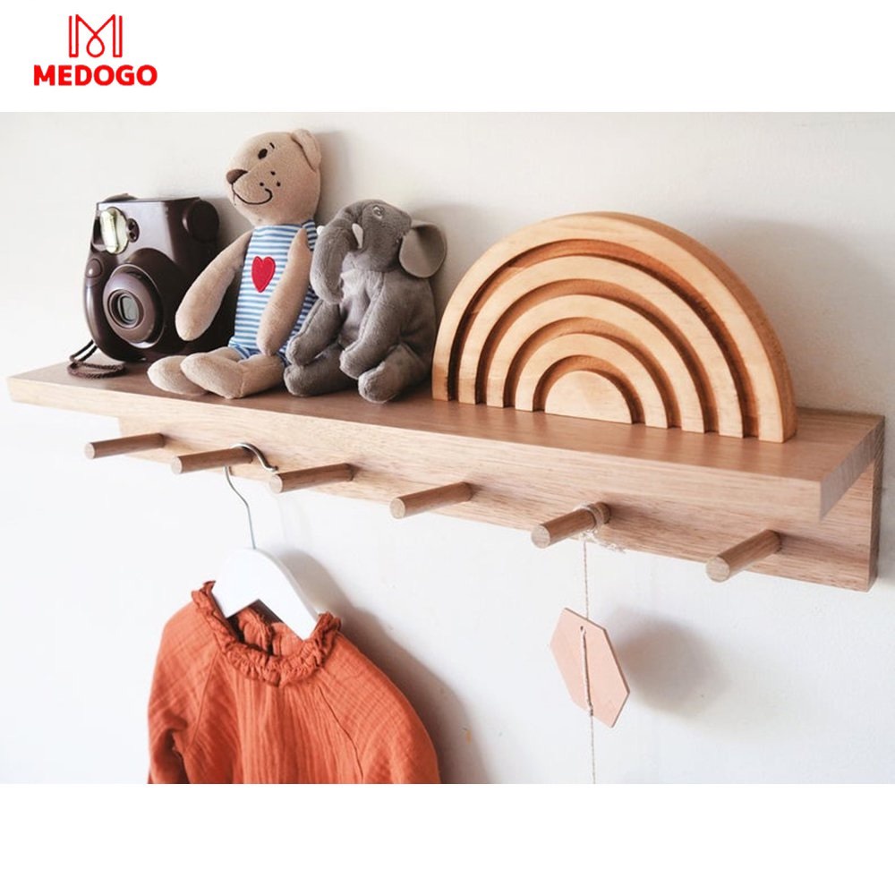 Móc MEDOGO Treo Áo Khoác, Khăn, Đồ Dùng Gắn Tường Bằng Gỗ Thông,cải tiến có gờ