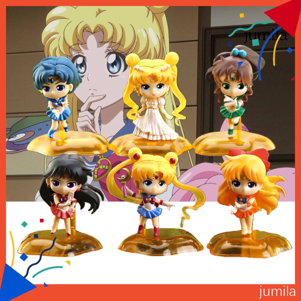 Set 6 Mô Hình Thủy Thủ Mặt Trăng Trang Trí Bánh Kem