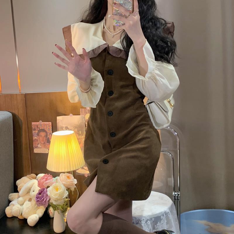Đầm tay dài giả hai lớp phong cách Hàn Quốc xinh xắn thời trang mới dành cho nữ | BigBuy360 - bigbuy360.vn