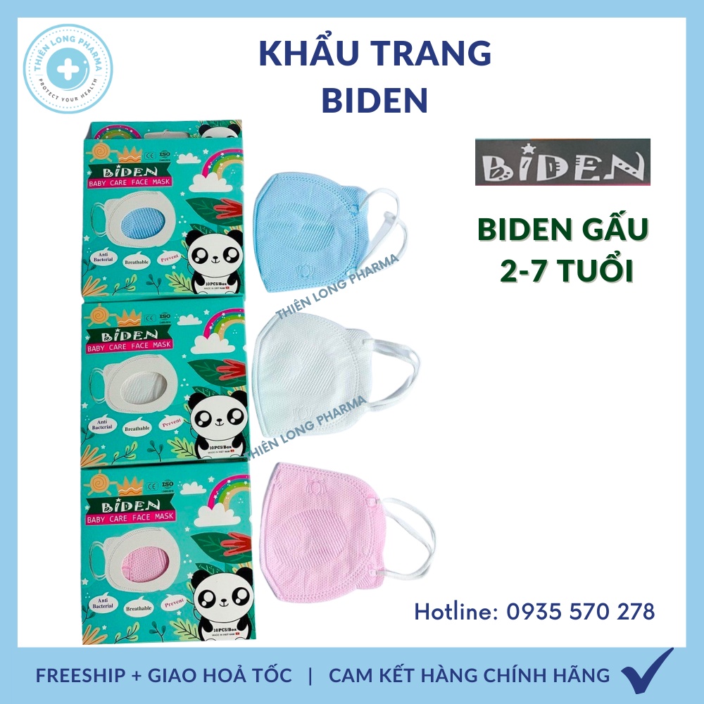 Khẩu trang trẻ em BIDEN [Hộp 10 Cái] khẩu trang y tế cao cấp cho bé hàng chính hãng công ty Cửu Long